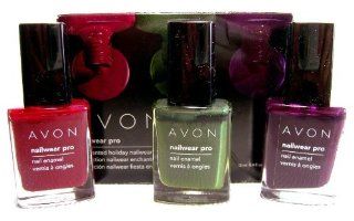 Avon Nailwear Pro Nail Enamel Polish Enchanted Holiday Trio  Beauty