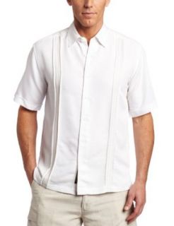 Cubavera Men's Short Sleeve Front Tuck Stitch Shirt, Bright White, Large at  Mens Clothing store