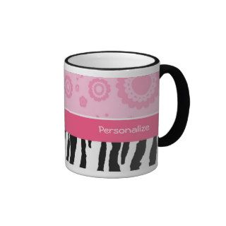 Trendy Zebra Girly Pink Shoes With Name Mugs