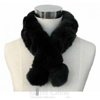 Stylish 100% Rabbit Fur Neck Collar Scarf Boa, Black, 1 Each