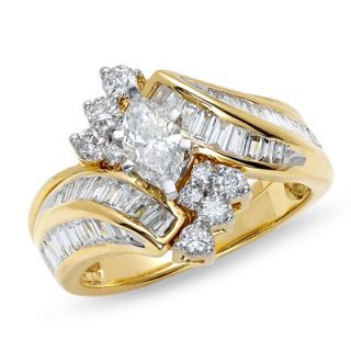 CTW. Marquise Diamond Bypass Wedding Set in 14K Gold   Zales