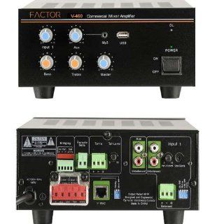 Factor V460 60W Mixer Amplifier 25 70 Volt 4 Input (Black) Electronics