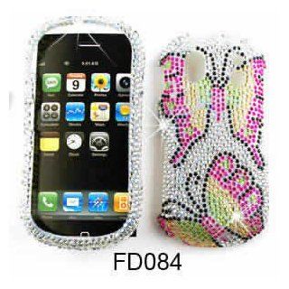 Samsung Intensity II u460 Full Diamond Crystal, Two Butterflies on White Full Rhinestones/Diamond/Bling   Hard Case/Cover/Faceplate/Snap On/Housing/Protector Cell Phones & Accessories