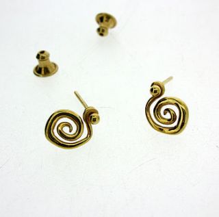 gold vermeil swirl stud earrings by will bishop jewellery design