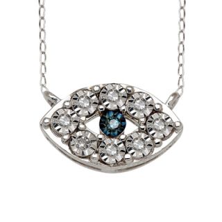 and White Diamond Accent Evil Eye Necklace in Sterling Silver   17