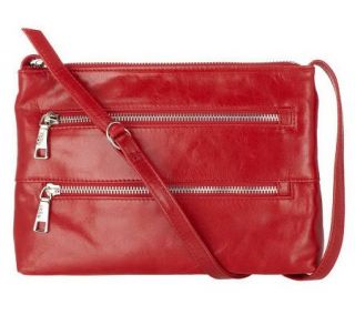 Hobo Leather Mara Crossbody Bag with Triple Zip Design —