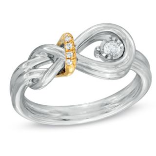Diamond Accent Everlon™ Knot Ring in Sterling Silver and 10K Gold