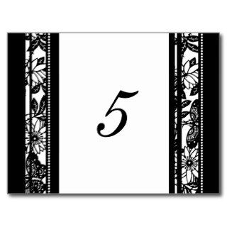 Wedding Table Number Cards Black and White Post Card