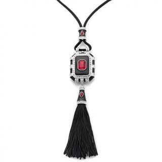 "Jazz Age" Crystal and Enamel Tassel Pendant Watch