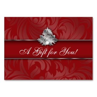 Xmas Elegant Jewelry Logo Gift Card Red Silver 2 Business Card Template