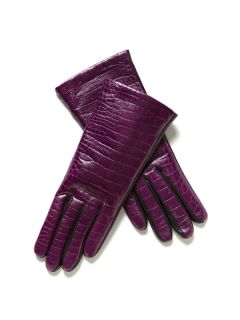 Croc Embossed Leather Tech Gloves by Portolano