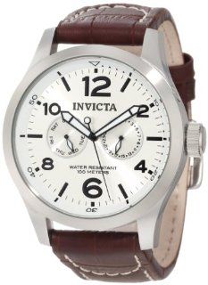 Invicta Men's 0765 II Collection Silver Dial Brown Leather Watch Invicta Watches