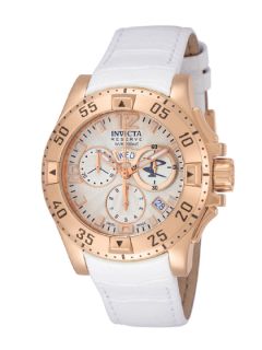 Womens Excursion Rose Gold & White Leather Watch by Invicta Watches