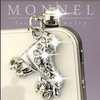 ip455 Cute Crystal Skating Shoe Anti Dust Plug Cover Charm For iPhone Android Cell Phones & Accessories
