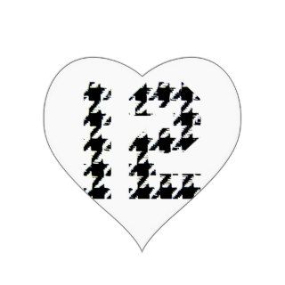 Houndstooth Number Twelve Heart Sticker