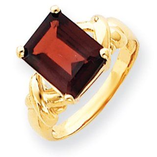 14k Yellow Gold Emerald Cut Garnet Ring Wedding Ring Sets Jewelry