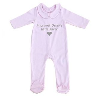 personalised baby 'little sister' pyjamas by a for angels