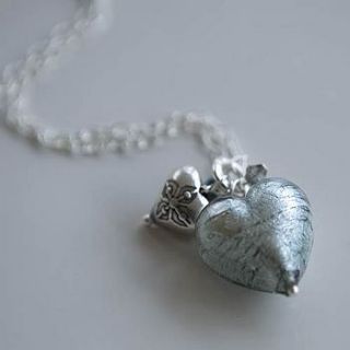 dark silver heart cluster necklace by samphire jewellery