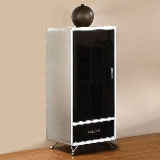 Otis Locker Childrens Armoire in Silver Black 2 tone Finish by Furniture of America   Bedroom Armoires