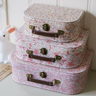 little vintage floral suitcase set by the chic country home