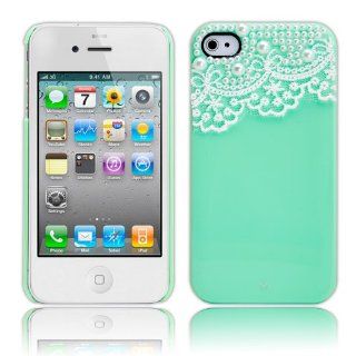 Willsteer Hand Made Lace and Pearl Green Hard Case Cover for iPhone 4 4G 4S Cell Phones & Accessories