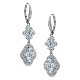 AVA Nadri Cubic Zirconia and Crystal Floral Earrings in White Rhodium
