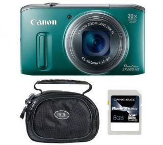 Canon PowerShot SX260 12.1MP Digital Camera, Case, 8GB SD Card —