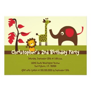 Retro jungle animals boy birthday party invitation