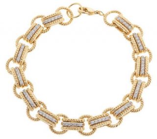 Diamonique 18K Gold Clad Rolo Link Bracelet —