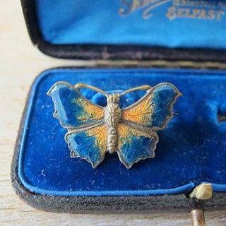 vintage gilt enamel butterfly brooch by ava mae designs