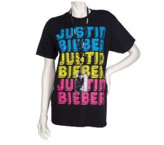 Justin Bieber Short Sleeve T Shirt & Lanyard —