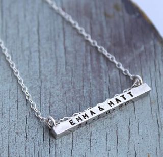 personalised silver bar necklace by posh totty designs boutique