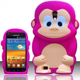 Pink Monkey Silicone Case Cover for Samsung Galaxy S2 Epic Touch D710 + Pen Stylus Cell Phones & Accessories