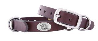 Zep Pro South Carolina Fighting Gamecocks Brown Leather Concho Dog Collar, Small  Pet Collars 