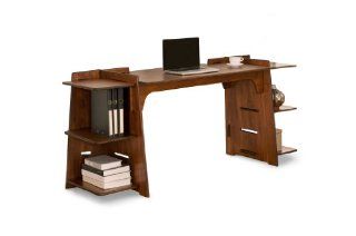 Espresso Bamboo Computer Desk with Adjustable Shelves & Tool Free Assembly   Legare Desk