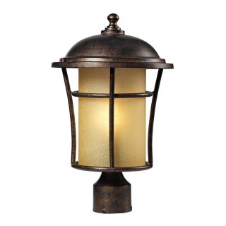 Westmore Lighting Astley 17 in H Regal Bronze and Amber Glass Integrated LED Post Light
