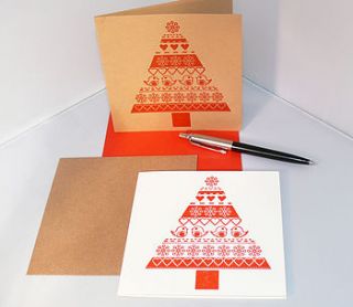 'snow tree' letterpress christmas card by allihopa
