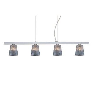 Nico 4 Light Linear Pendant Finish Polished Nickel, Glass Shade Clear Stone   Ceiling Pendant Fixtures  