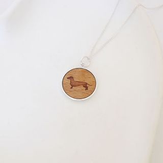 wooden dachshund disc necklace by maria allen boutique
