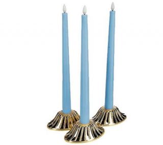 BethlehemLights Set of 3 12 Taper Candles with Base & Timer —