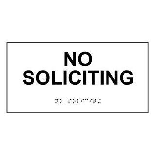ADA No Soliciting Braille Sign RSME 470 BLKonWHT No Solicitation  Business And Store Signs 