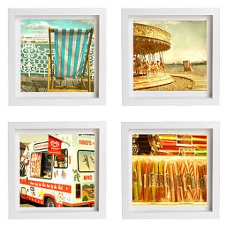 set of four vintage british seaside by rossana novella wall decor