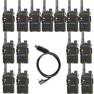 15 Pack BaoFeng UV 5R 136 174/400 480mHz Dual Band DTMF CTCSS DCS FM Walkie Talkie(Black) with 1 Programming Cable  Frs Two Way Radios 