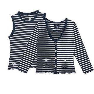 french design navy striped cardigan vest set by chateau de sable