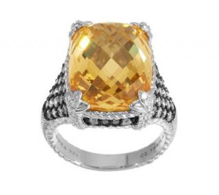 Judith Ripka Sterling Silver 1.70ct Pave & 20.00ct Yellow Diamonique Ring —