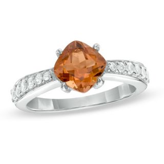 0mm Madeira Citrine and Lab Created White Sapphire Ring in Sterling