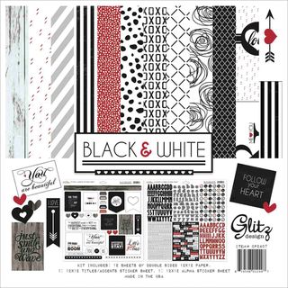 Black & White Collection Pack 12inX12in Glitz Design Other Scrapbooking Kits