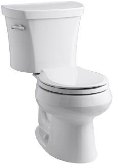 Kohler K 3947 0 Wellworth Round Front 1.28 gpf Toilet, 14 inch Rough In, White   Two Piece Toilets  