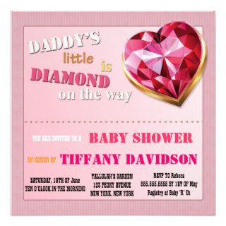 Baby Shower GIRL Daddy's Little Diamond Invitation