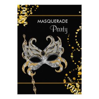 Silver Gold Mardi Gras Masquerade Party Custom Invites